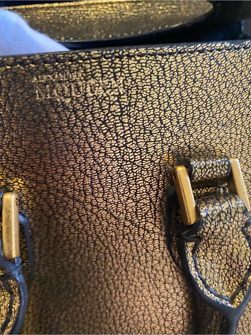 🛍️Alexander McQueen Authentic Small Heroine Bag in Metallic Gold - Picture 10 of 16